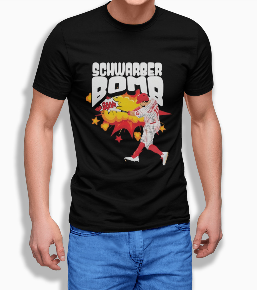 Schwarber Bomb Boom Baseball Philadelphia Phillies Player Action T-Shirt