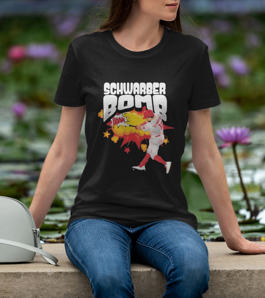 Schwarber Bomb Boom Baseball Philadelphia Phillies Player Action T-Shirt