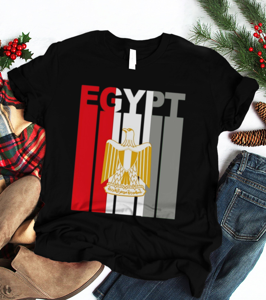 Egypt Flag Colors With Eagle Coat Of Arms T-Shirt
