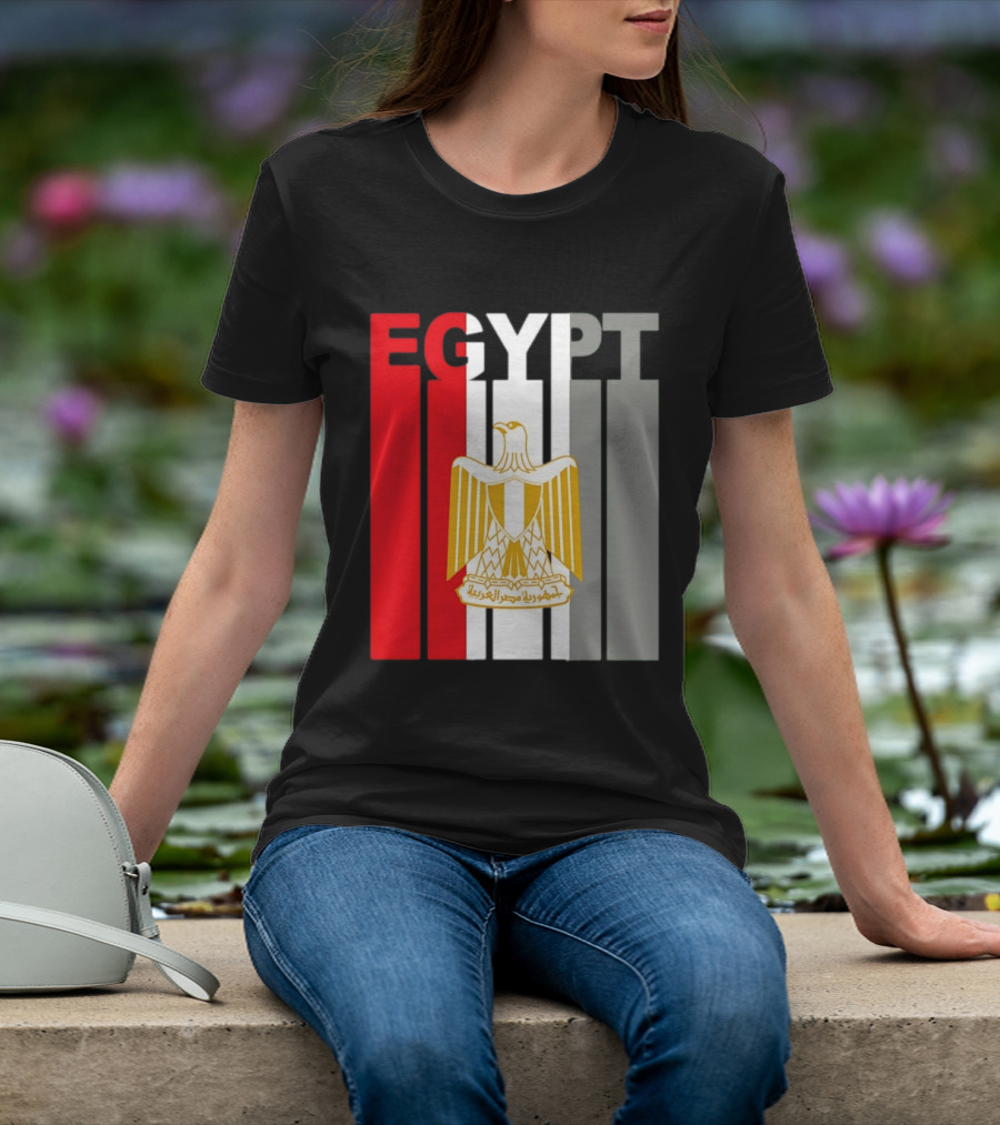 Egypt Flag Colors With Eagle Coat Of Arms T-Shirt