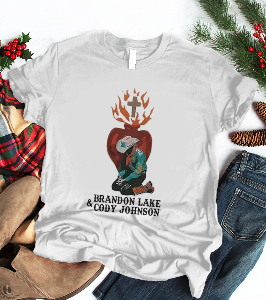Brandon Lake Cody Johnson When A Cowboy Prays 2026 Cross Heart Flame T-Shirt