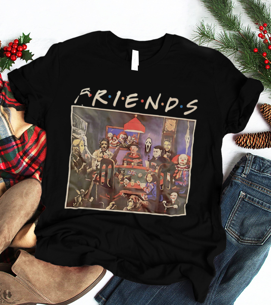 Friends Horror Movie Characters Playing Poker At Night T-Shirt