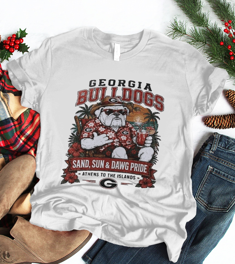 Georgia Bulldogs Sand Sun Dawg Pride Athens To The Islands Tropical Paradise T-Shirt