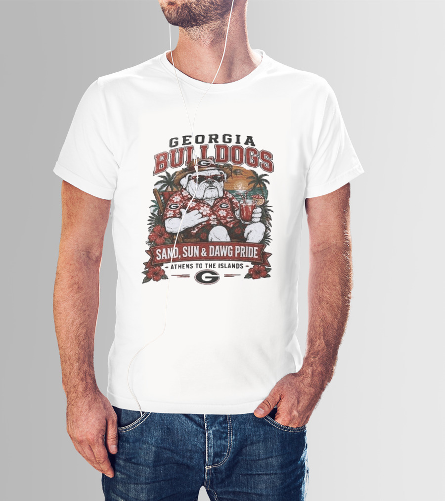 Georgia Bulldogs Sand Sun Dawg Pride Athens To The Islands Tropical Paradise T-Shirt