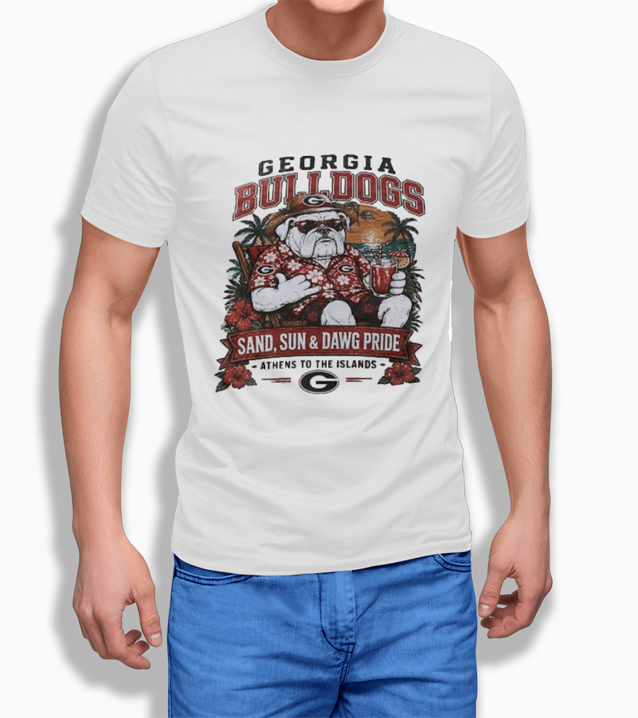 Georgia Bulldogs Sand Sun Dawg Pride Athens To The Islands Tropical Paradise T-Shirt