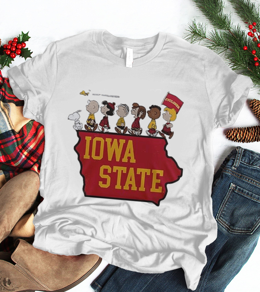 Iowa State Cyclones Peanuts Characters Marching With Snoopy And Friends T-Shirt