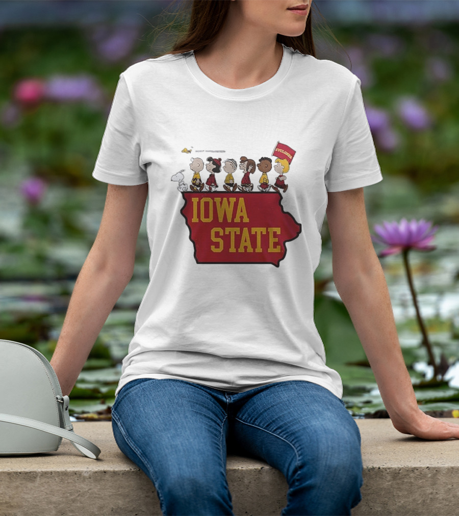 Iowa State Cyclones Peanuts Characters Marching With Snoopy And Friends T-Shirt