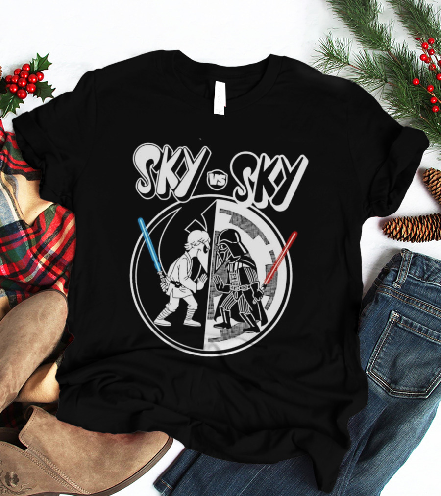 Sky Vs Sky Luke Skywalker Darth Vader Lightsaber Duel T-Shirt