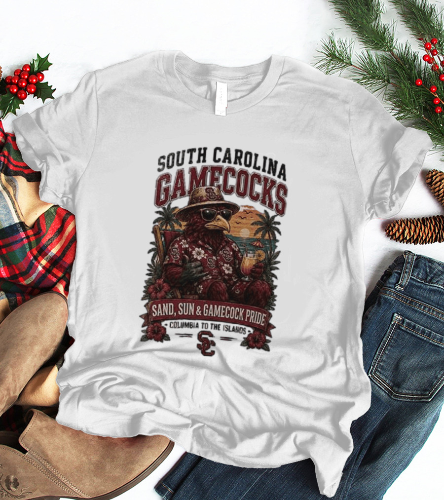 South Carolina Gamecocks Sand Sun Gamecock Pride Columbia Tropical Paradise T-Shirt