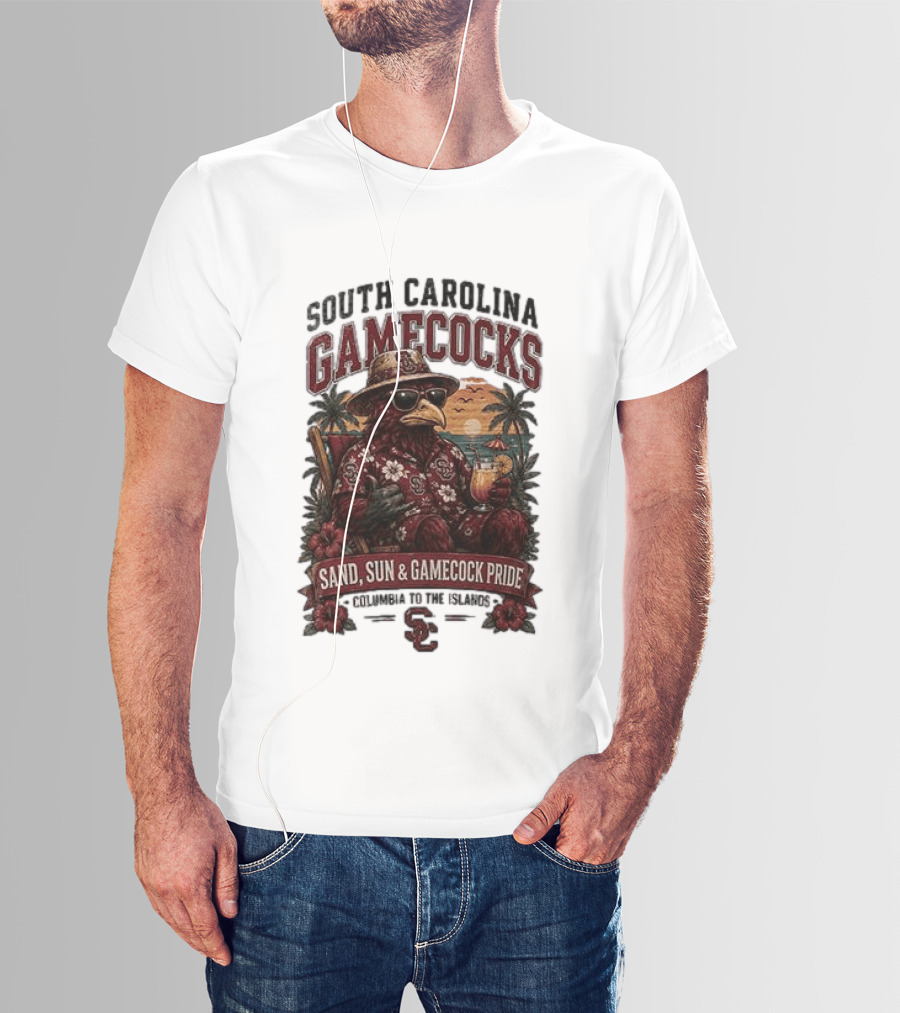 South Carolina Gamecocks Sand Sun Gamecock Pride Columbia Tropical Paradise T-Shirt