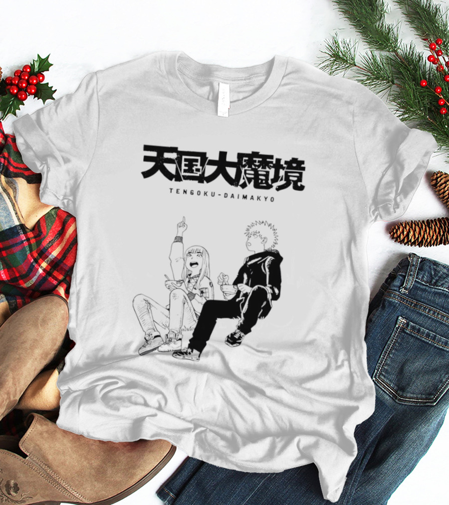 Tengoku Daimakyo Anime Characters Sitting Together Eating T-Shirt
