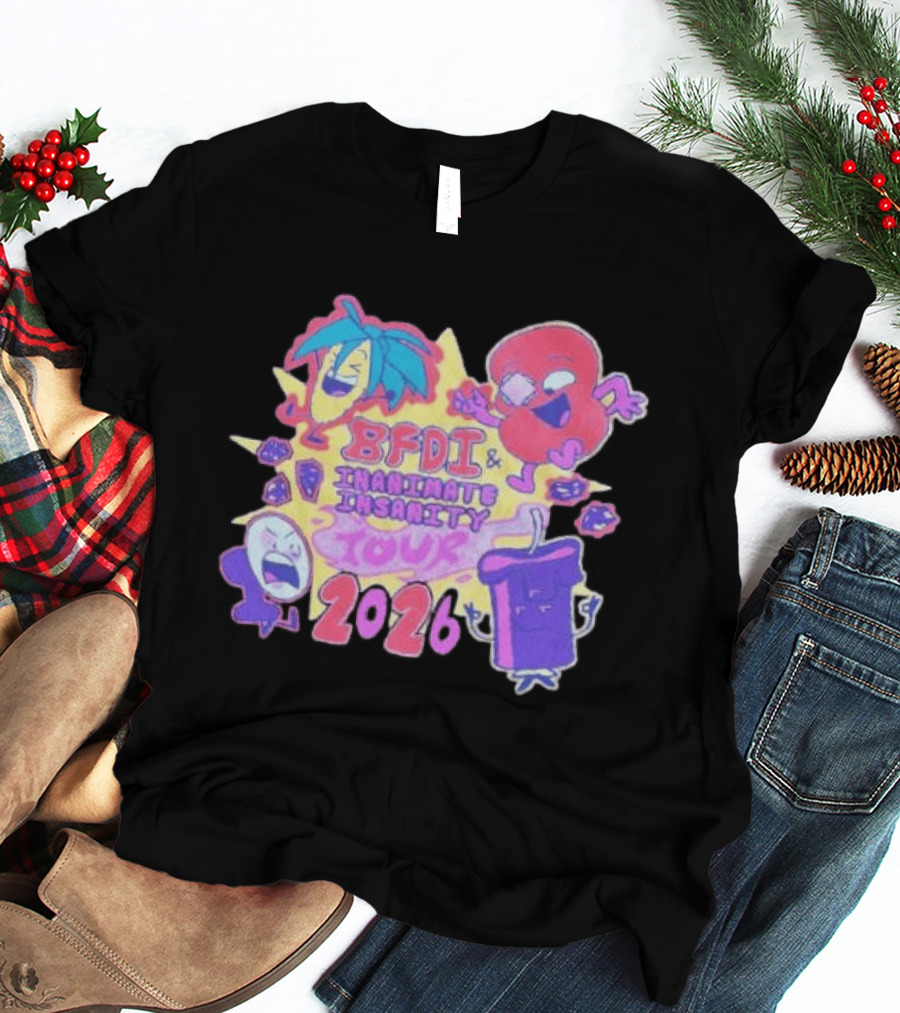 BFDI & Inanimate Insanity Tour 2026 Characters And Fun Adventure T-Shirt
