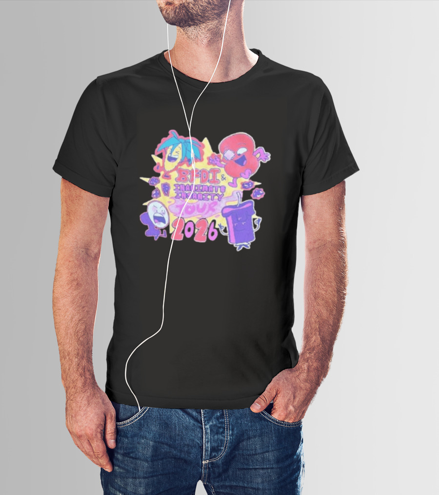 BFDI & Inanimate Insanity Tour 2026 Characters And Fun Adventure T-Shirt