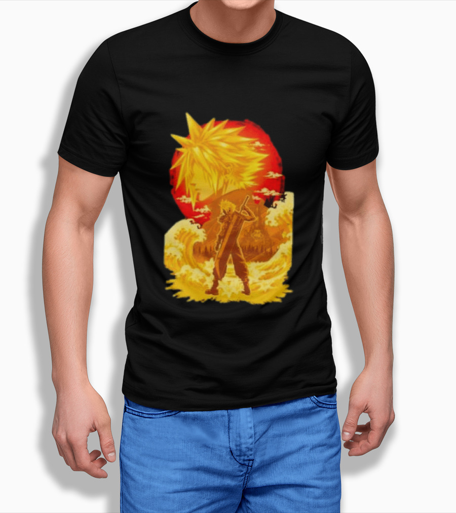 Cloud Strife Final Fantasy VII Shinra Ukiyo E Wave T-Shirt