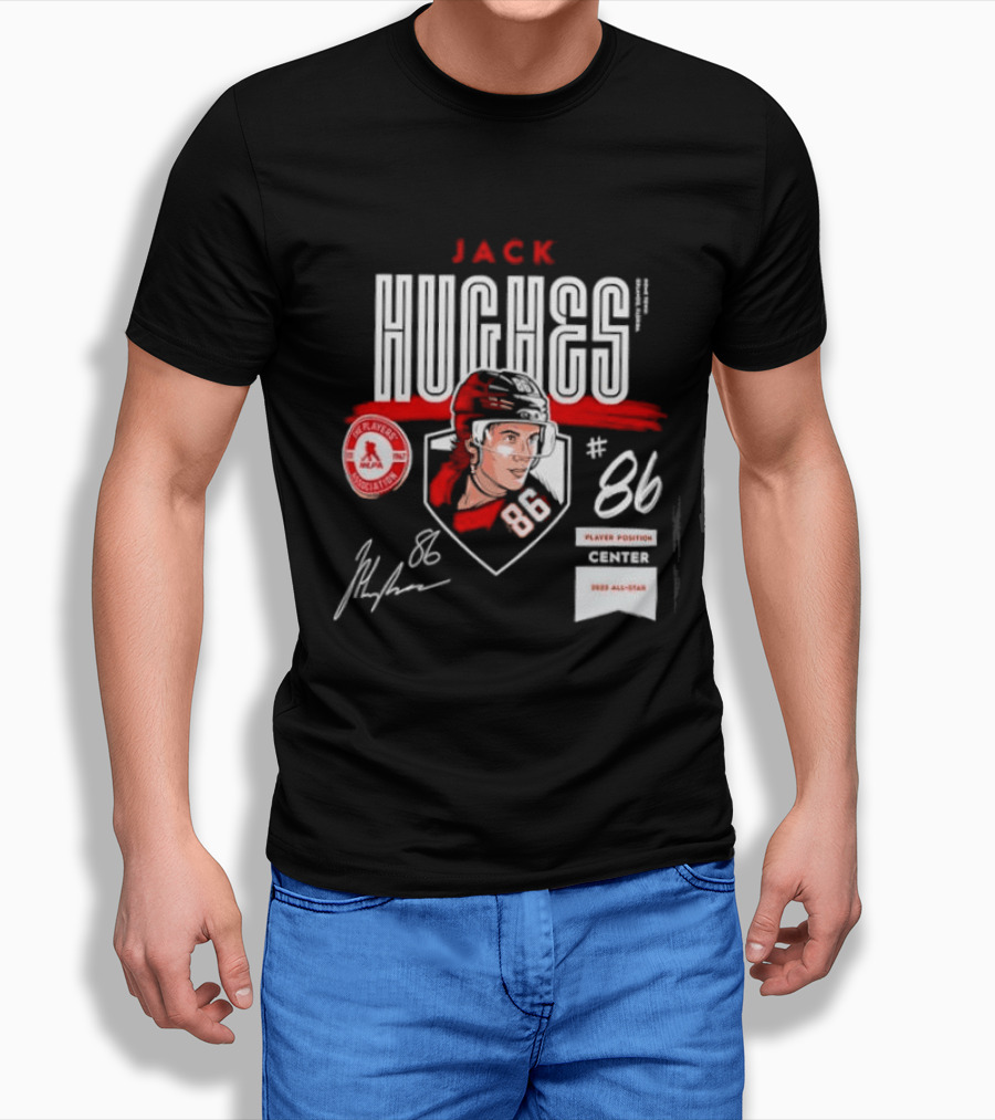 Jack Hughes NHLPA Signature 2023 All Star Center #86 T-Shirt