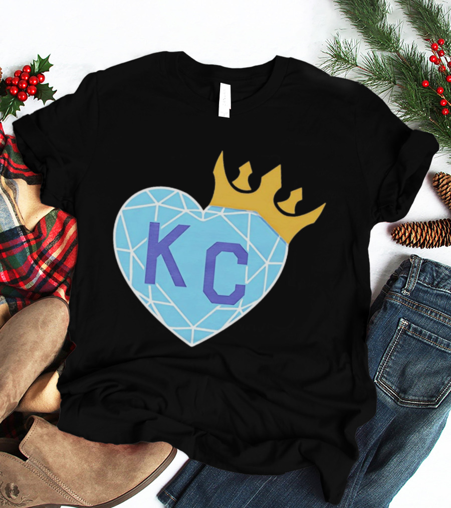 KC Diamond Heart With Golden Crown T-Shirt