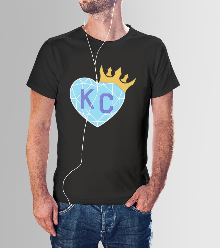 KC Diamond Heart With Golden Crown T-Shirt