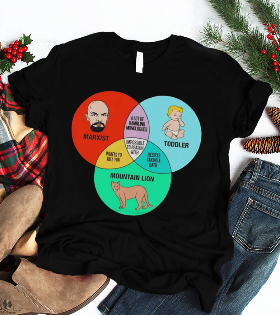 Venn Diagram Humor Marxist Toddler Mountain Lion Impossible To Reason T-Shirt