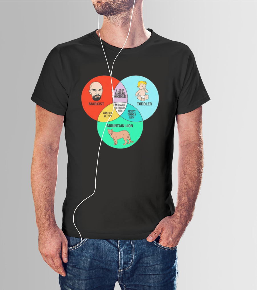 Venn Diagram Humor Marxist Toddler Mountain Lion Impossible To Reason T-Shirt