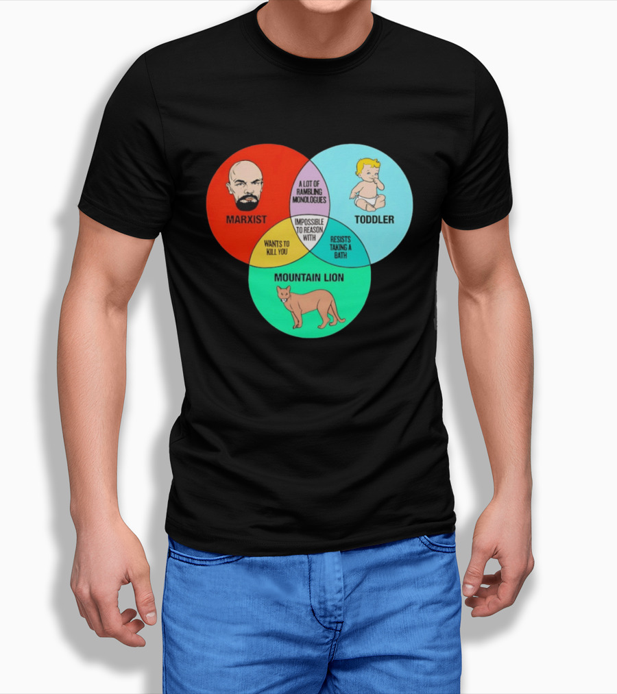 Venn Diagram Humor Marxist Toddler Mountain Lion Impossible To Reason T-Shirt