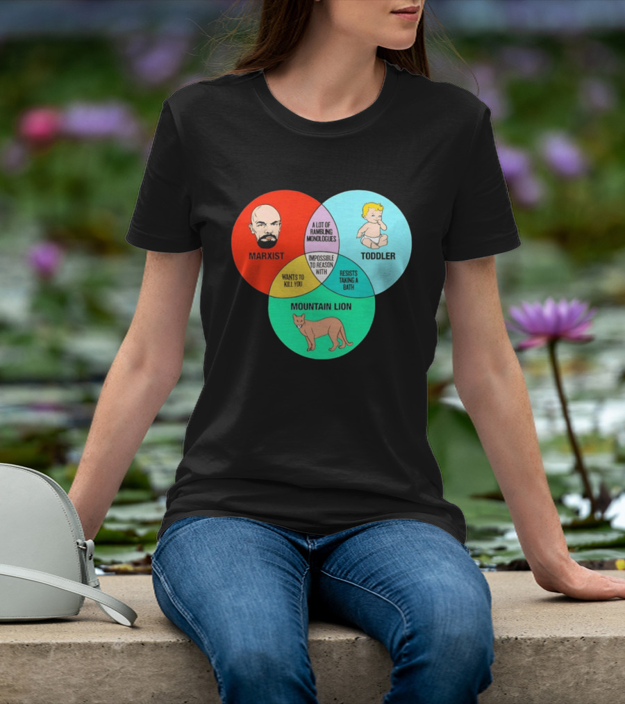 Venn Diagram Humor Marxist Toddler Mountain Lion Impossible To Reason T-Shirt