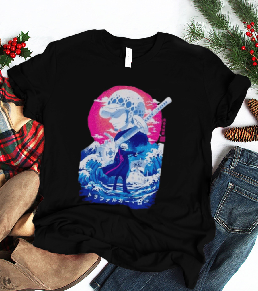 Trafalgar Law One Piece Surgeon Of Death Anime Japanese Text Scenic Waves T-Shirt