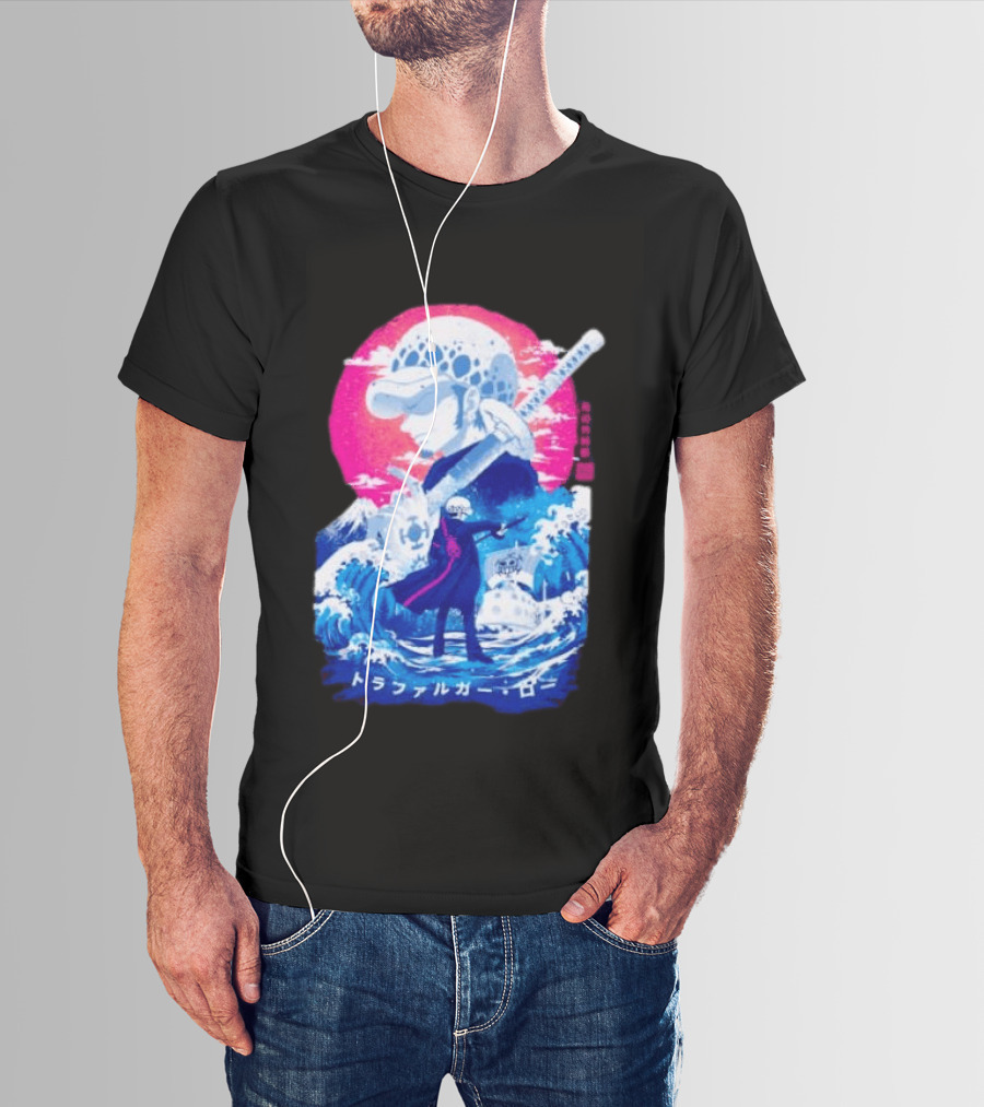 Trafalgar Law One Piece Surgeon Of Death Anime Japanese Text Scenic Waves T-Shirt