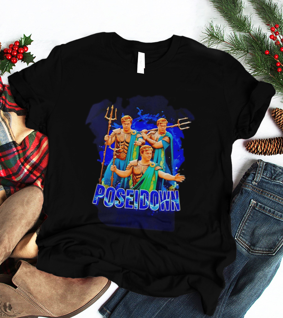 Poseidown Trident Meme Poseidon Blue Cape T-Shirt