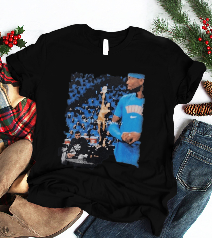 Shai Gilgeous Alexander Take Things Personally Blue Outfit And Black T-Shirt