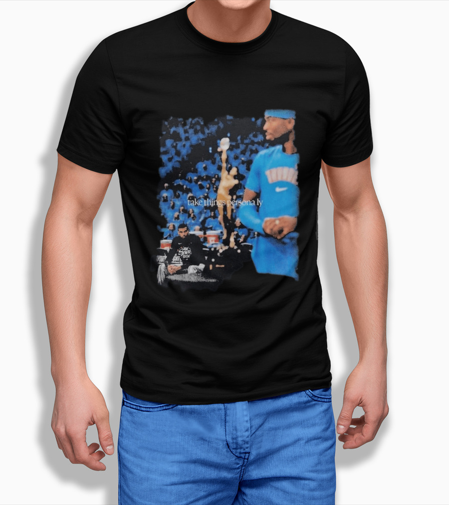 Shai Gilgeous Alexander Take Things Personally Blue Outfit And Black T-Shirt