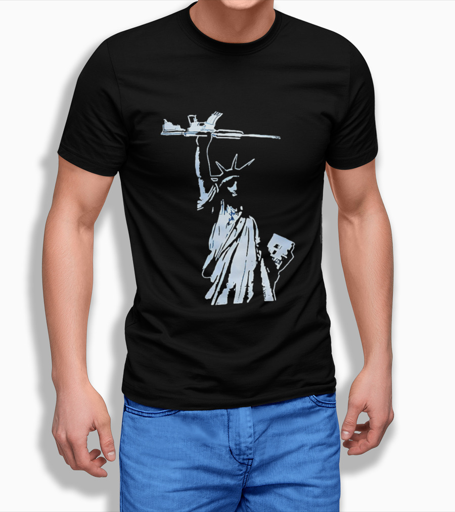 Statue Of Liberty Holding Assault Rifle July 4th Independence T-Shirt