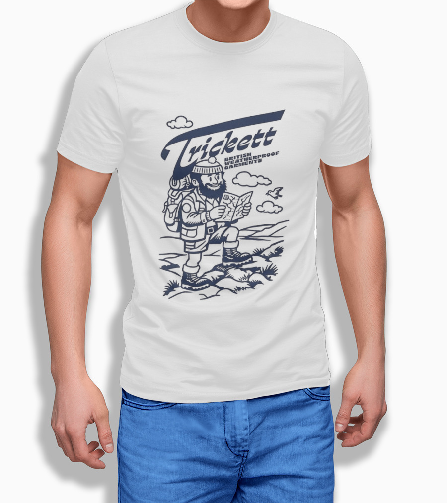 Trickett Hiker In British Landscape With Weatherproof Gear T-Shirt