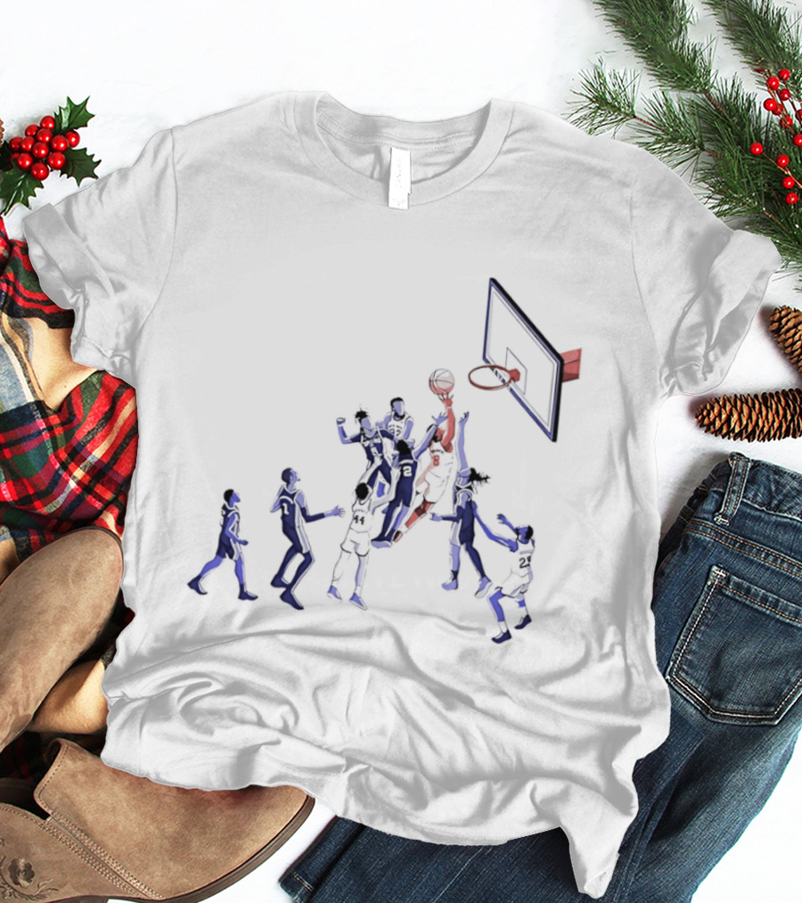 Basketball Action Scene Featuring Players In Jersey Numbers 5 22 2 8 44 And 25 T-Shirt