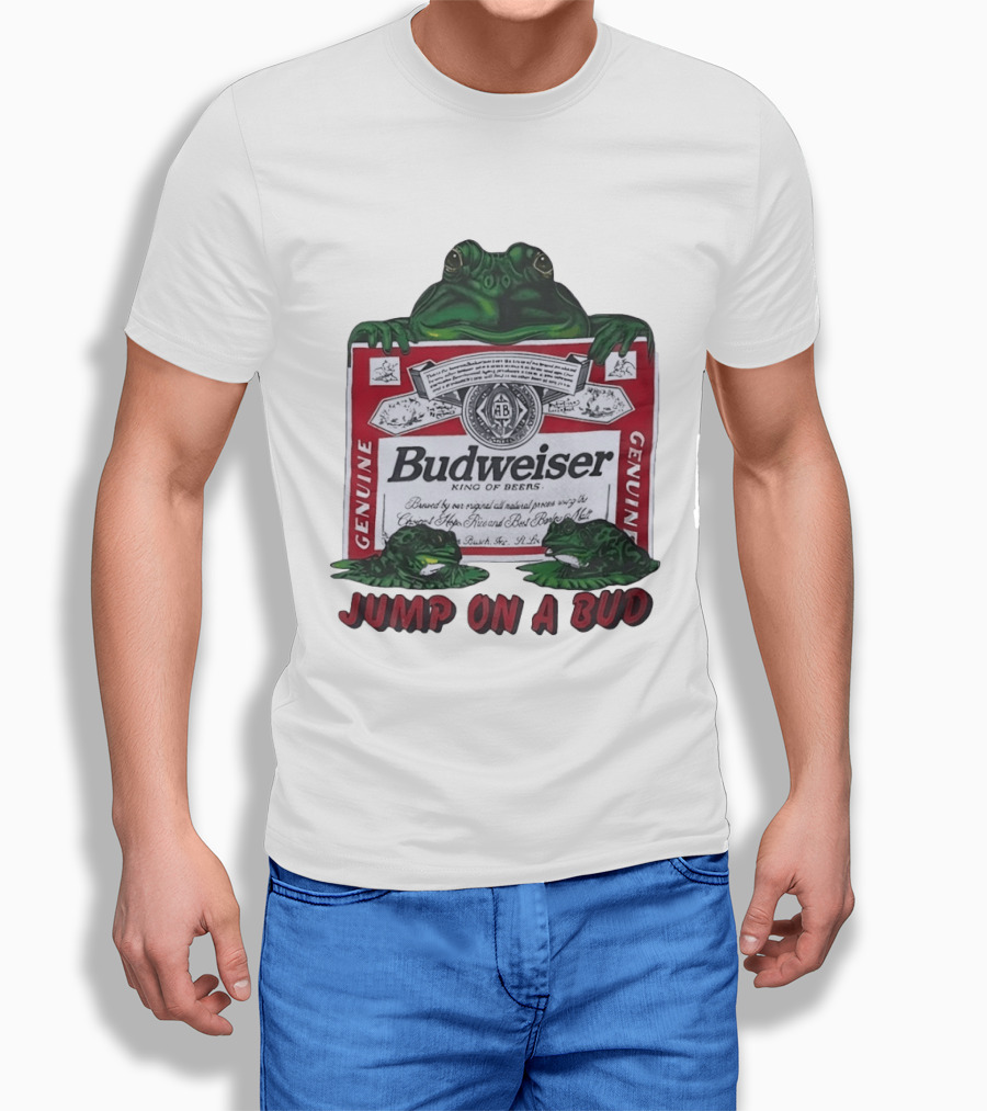 Budweiser Genuine King Of Beers Frogs Jump On A Bud T-Shirt