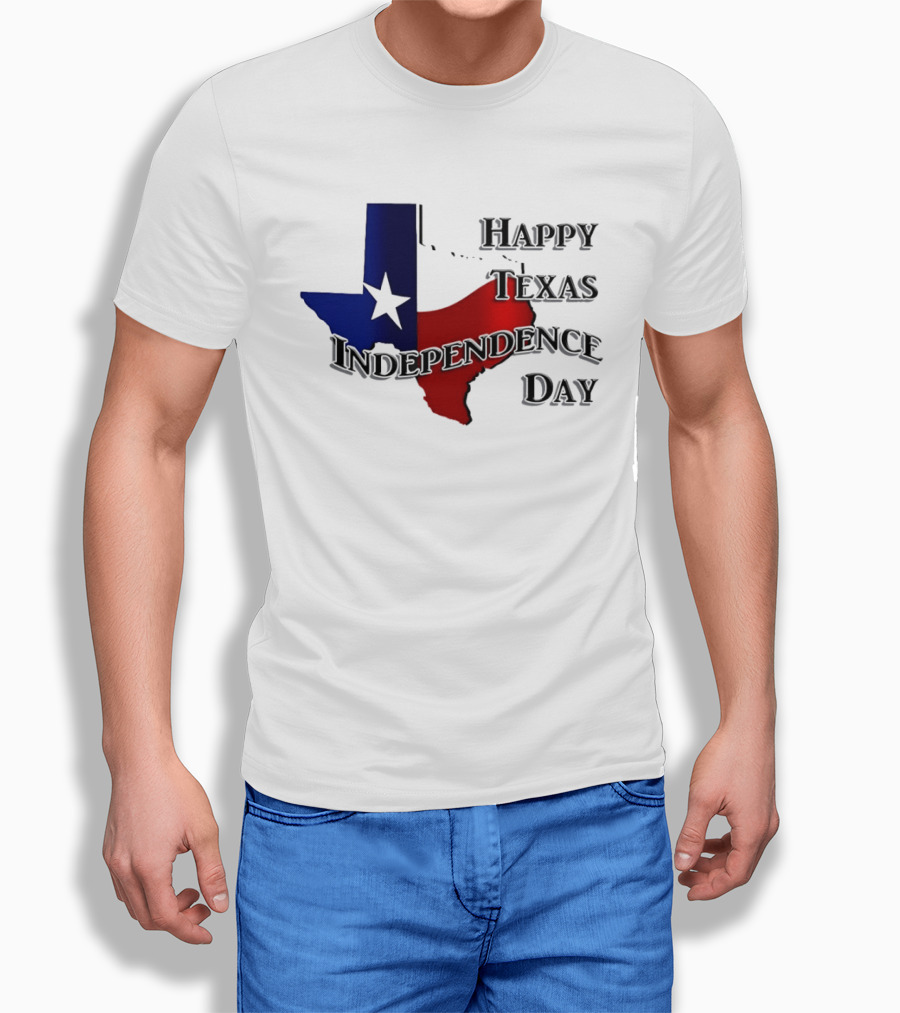Happy Texas Independence Day Map Red And Blue Star T-Shirt