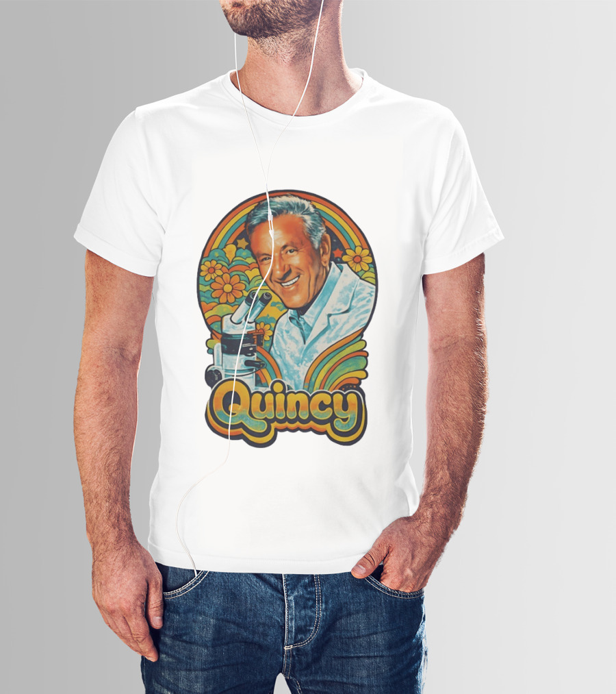 Quincy Scientist Jack Klugman Vintage Retro Flowers And Microscopes T-Shirt