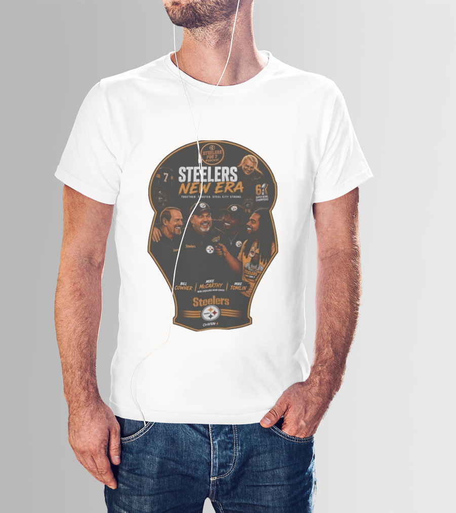 Steelers New Era Podcast Bill Cowher Mike McCarthy Mike Tomlin Together Trusted Steel City Strong Super Bowl Champions T-Shirt
