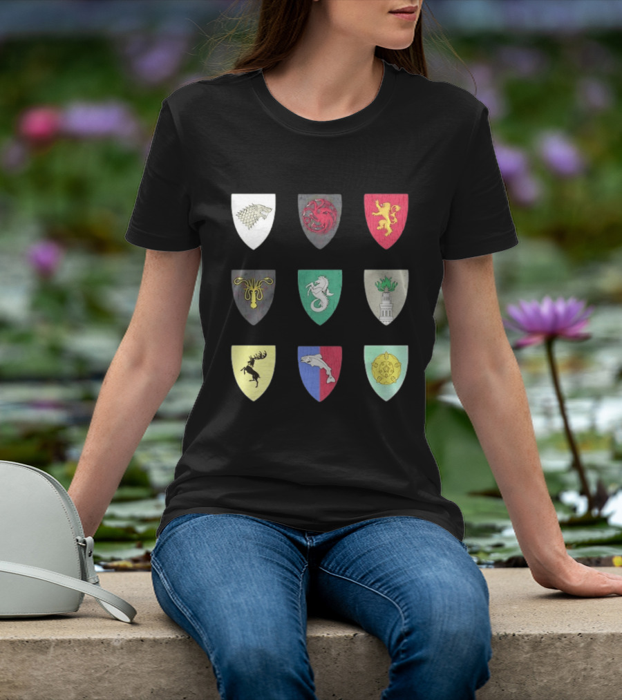 Game Of Thrones Westeros House Sigils Stark Targaryen Lannister Greyjoy Tully Baratheon بأأ** T-Shirt