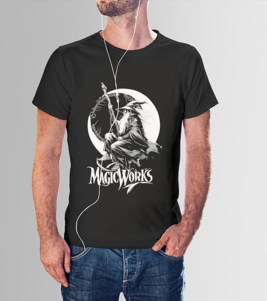 Gandalf Magic Works Lord Of The Rings Wizard Silhouette Moon T-Shirt