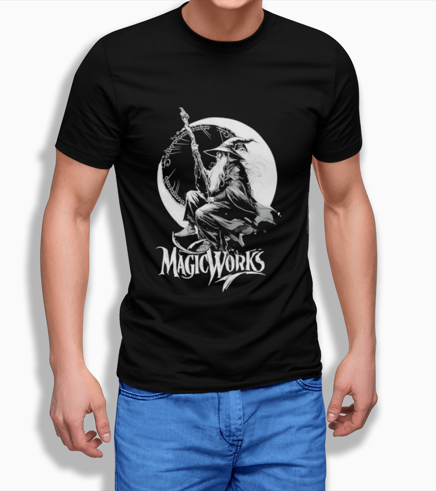 Gandalf Magic Works Lord Of The Rings Wizard Silhouette Moon T-Shirt