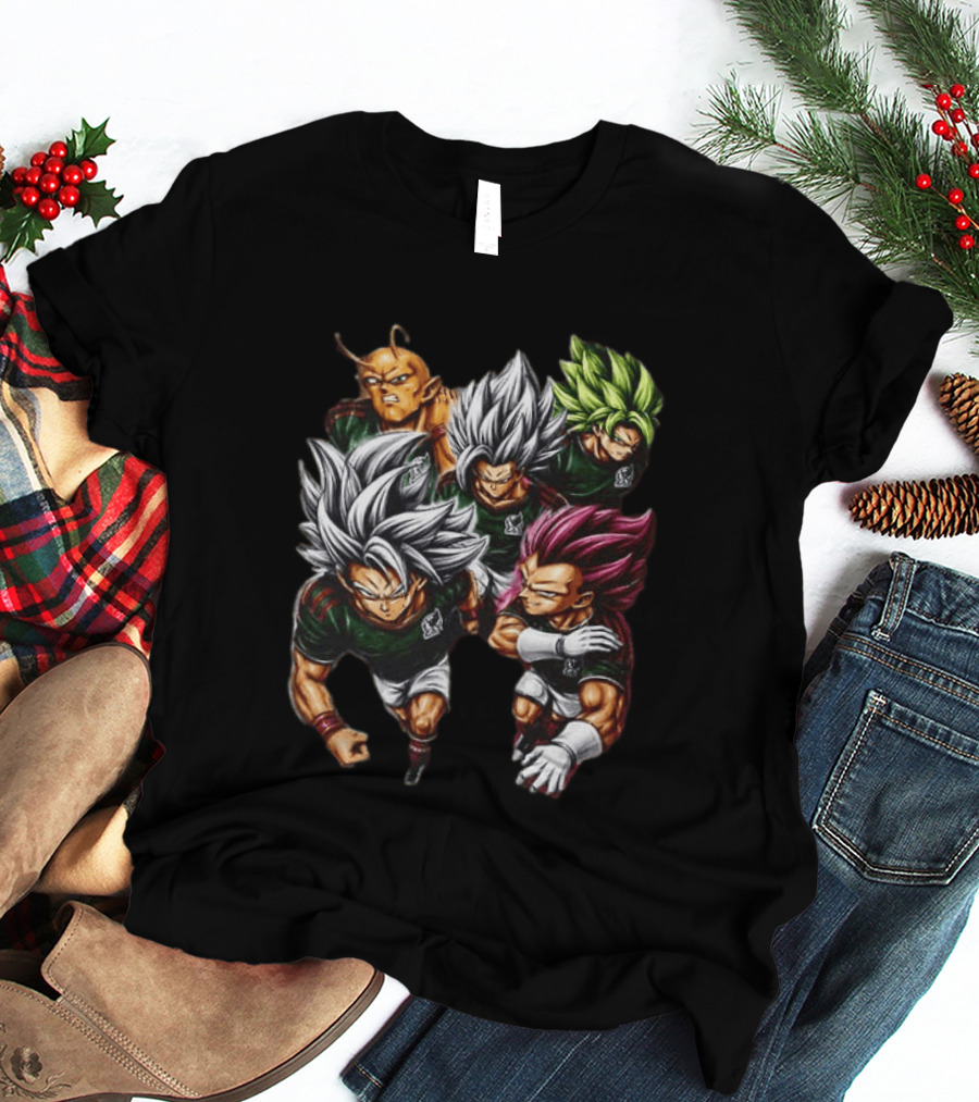 Goku Vegeta Dragon Ball Mexico Soccer Collaboration Game Time Two Sided T-Shirt