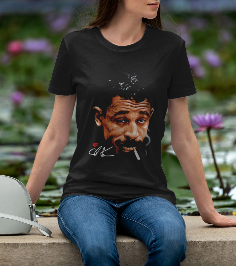 Charles Bukowski Cigarette Artwork CK Signature T-Shirt
