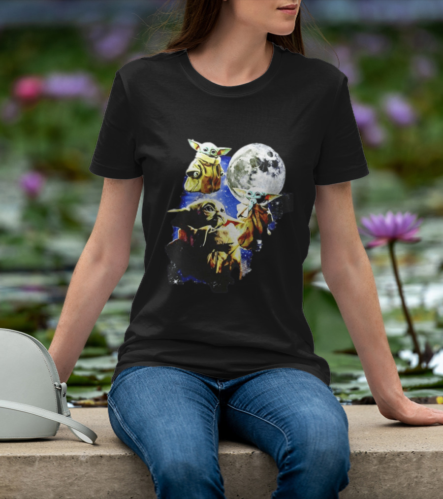 Grogu Star Wars The Mandalorian Baby Yoda Three Wolves Moon T-Shirt