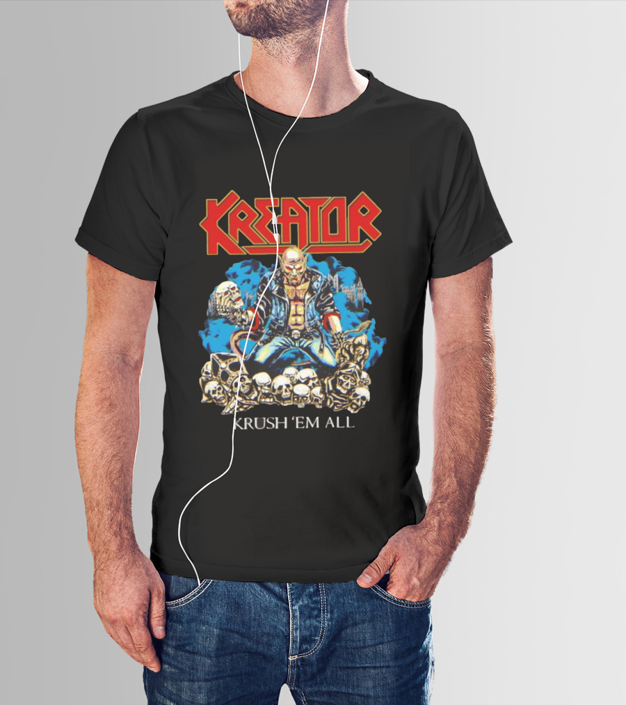 Kreator Krush 'Em All Thrash Metal Skulls And Warrior T-Shirt