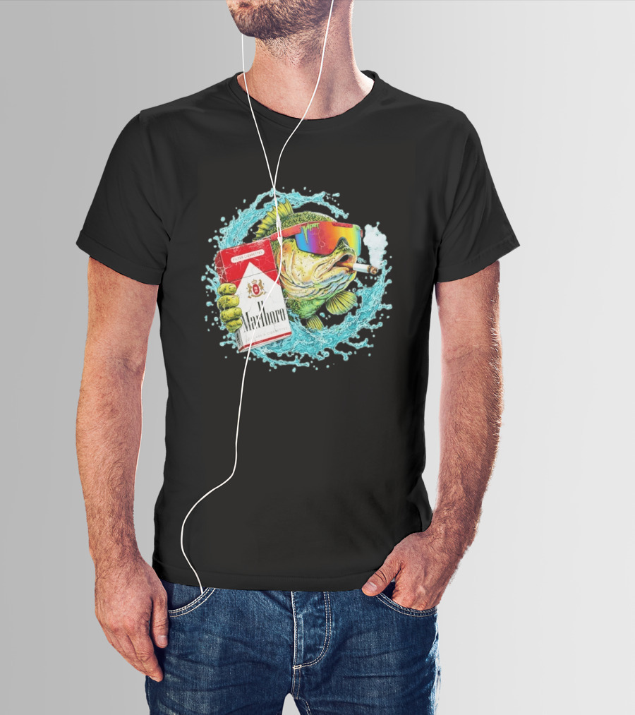 Hell Yeah Marlboro Cigarette Fish Smoking Viper Sunglasses T-Shirt
