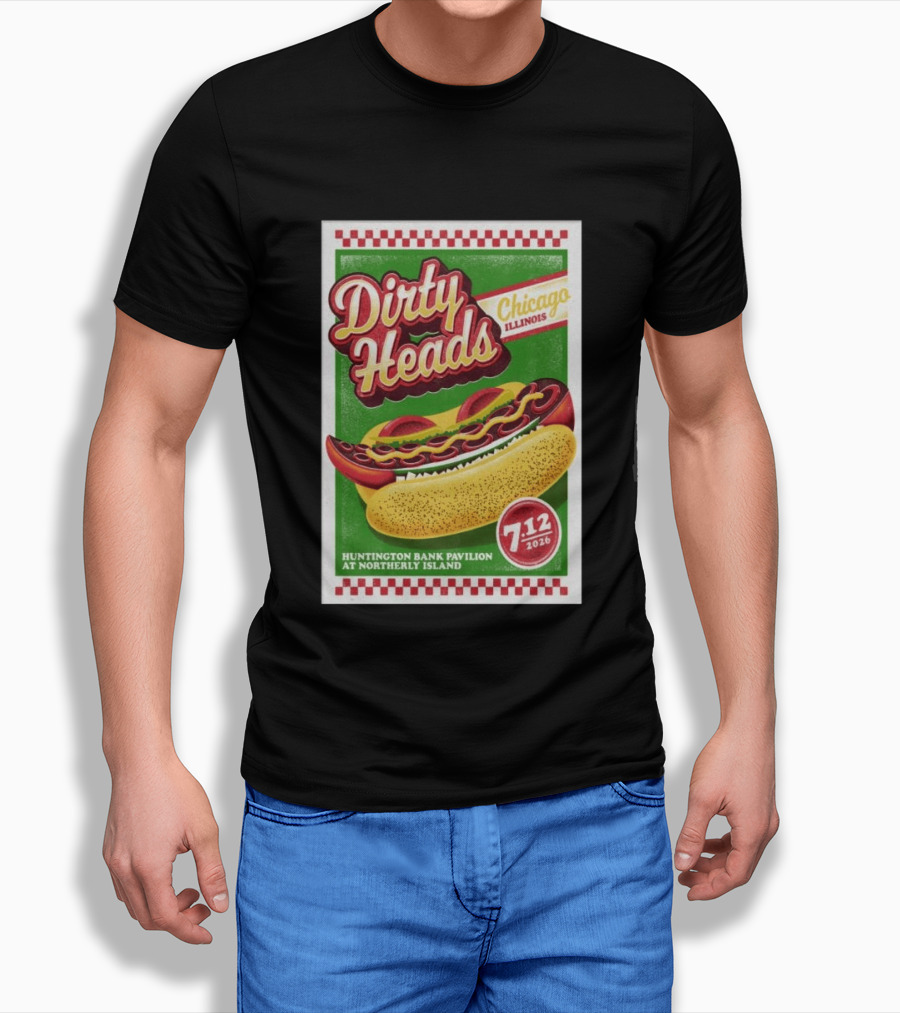 Dirty Heads Huntington Bank Pavilion Chicago Illinois Hot Dog July 12 2026 T-Shirt