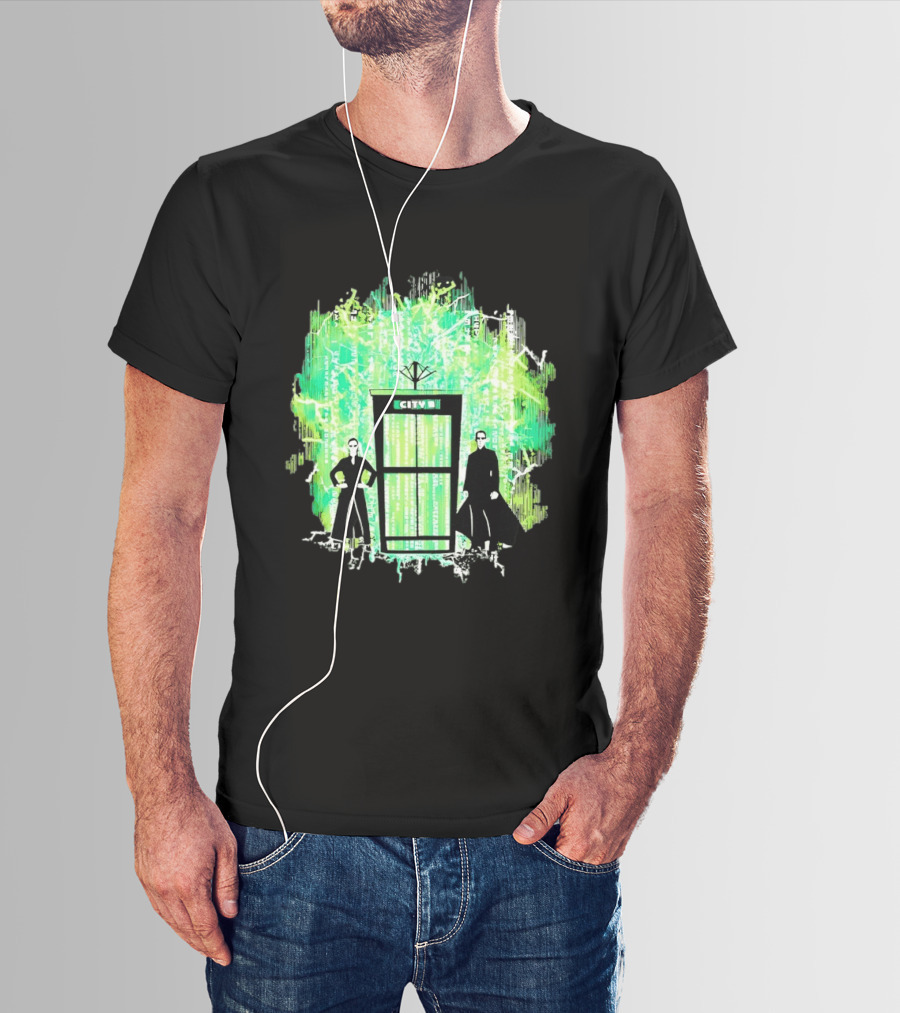 Matrix City Phone Booth Green Code Agents T-Shirt