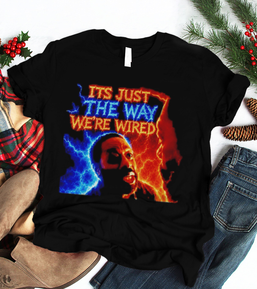 Its Just The Way We're Wired Red And Blue Lightning Face Illusion T-Shirt