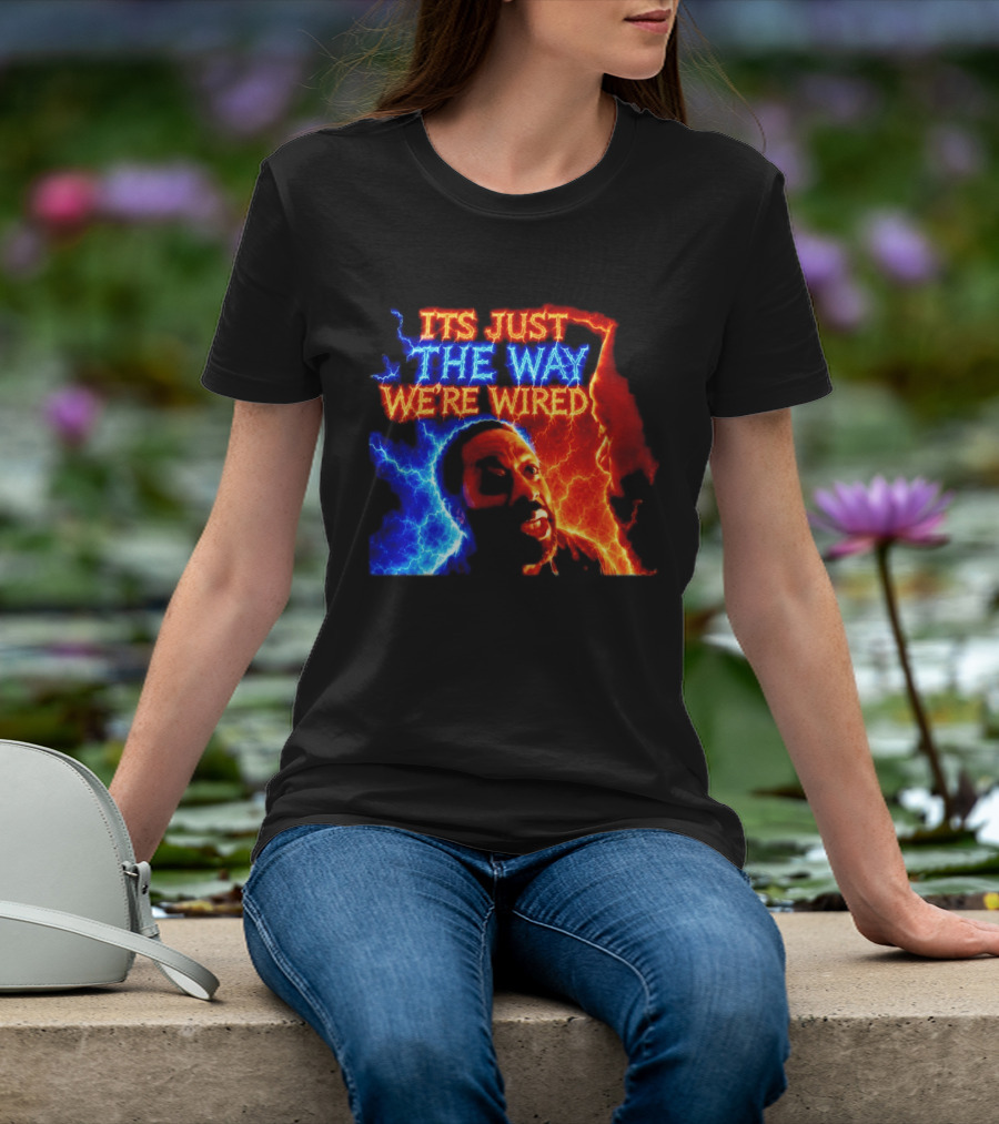 Its Just The Way We're Wired Red And Blue Lightning Face Illusion T-Shirt