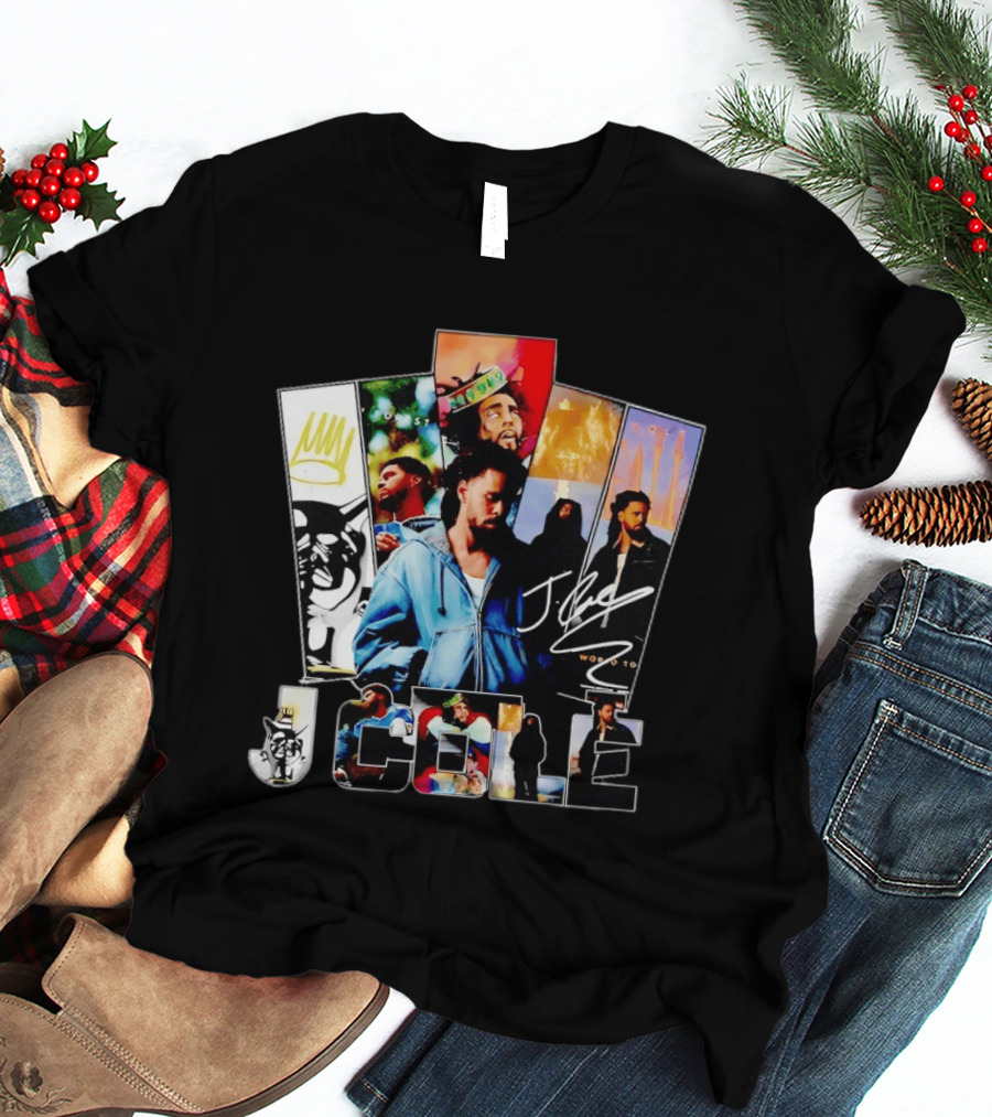 J Cole Woobst Collage Artwork With Crown And Signature T-Shirt